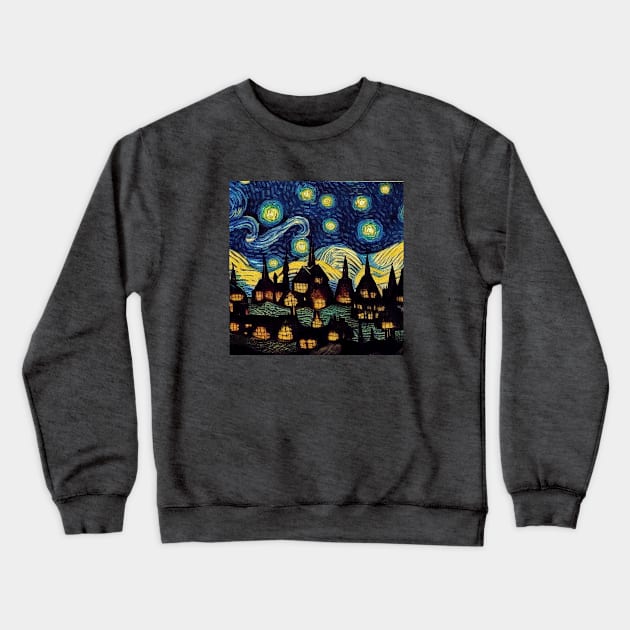 Starry Night Over Hogsmeade Crewneck Sweatshirt by Grassroots Green